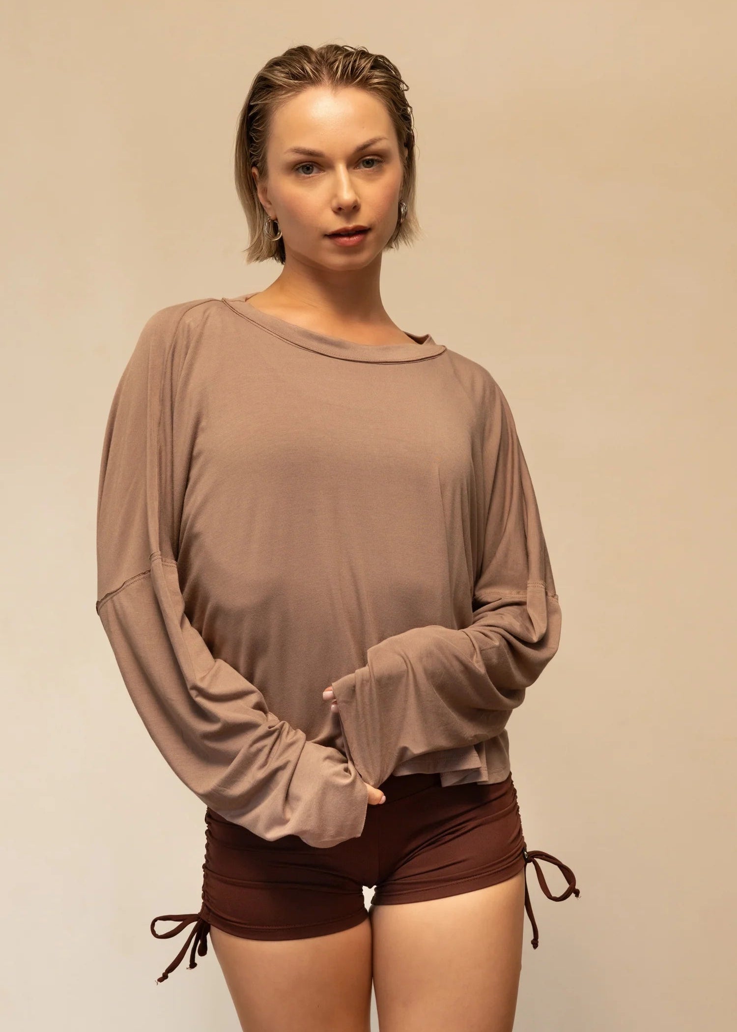 PURA VIDA LONG SLEEVE TOP - TOFFEE