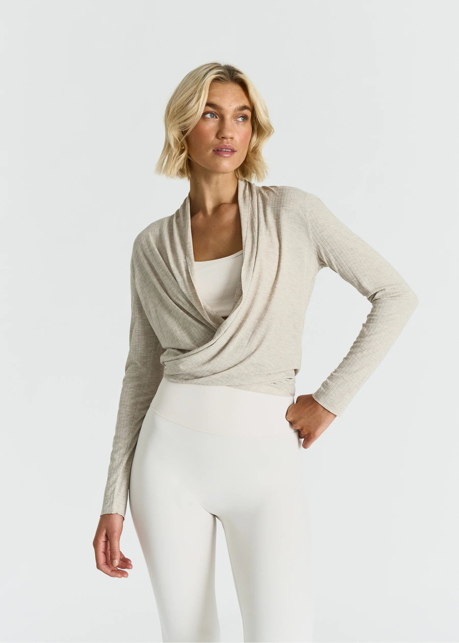 RIBBED BALLET WRAP - OATMEAL