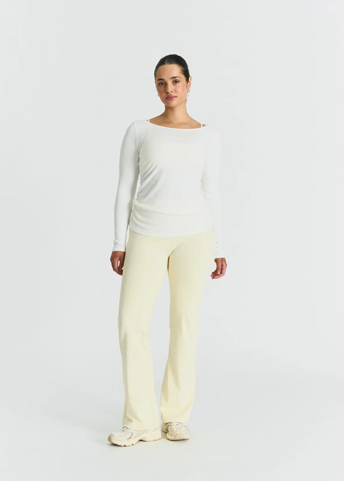 RIBBED LONG SLEEVE TOP - OFF WHITE
