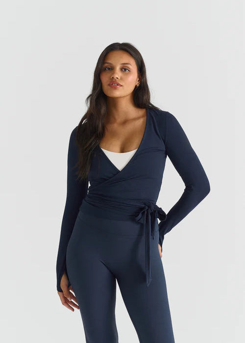 SOFT BALLET WRAP TOP - NAVY