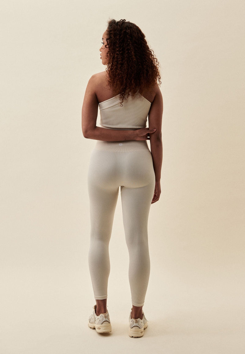 RIBBED SEAMLESS LEGGINGS - MARSHMALLOW