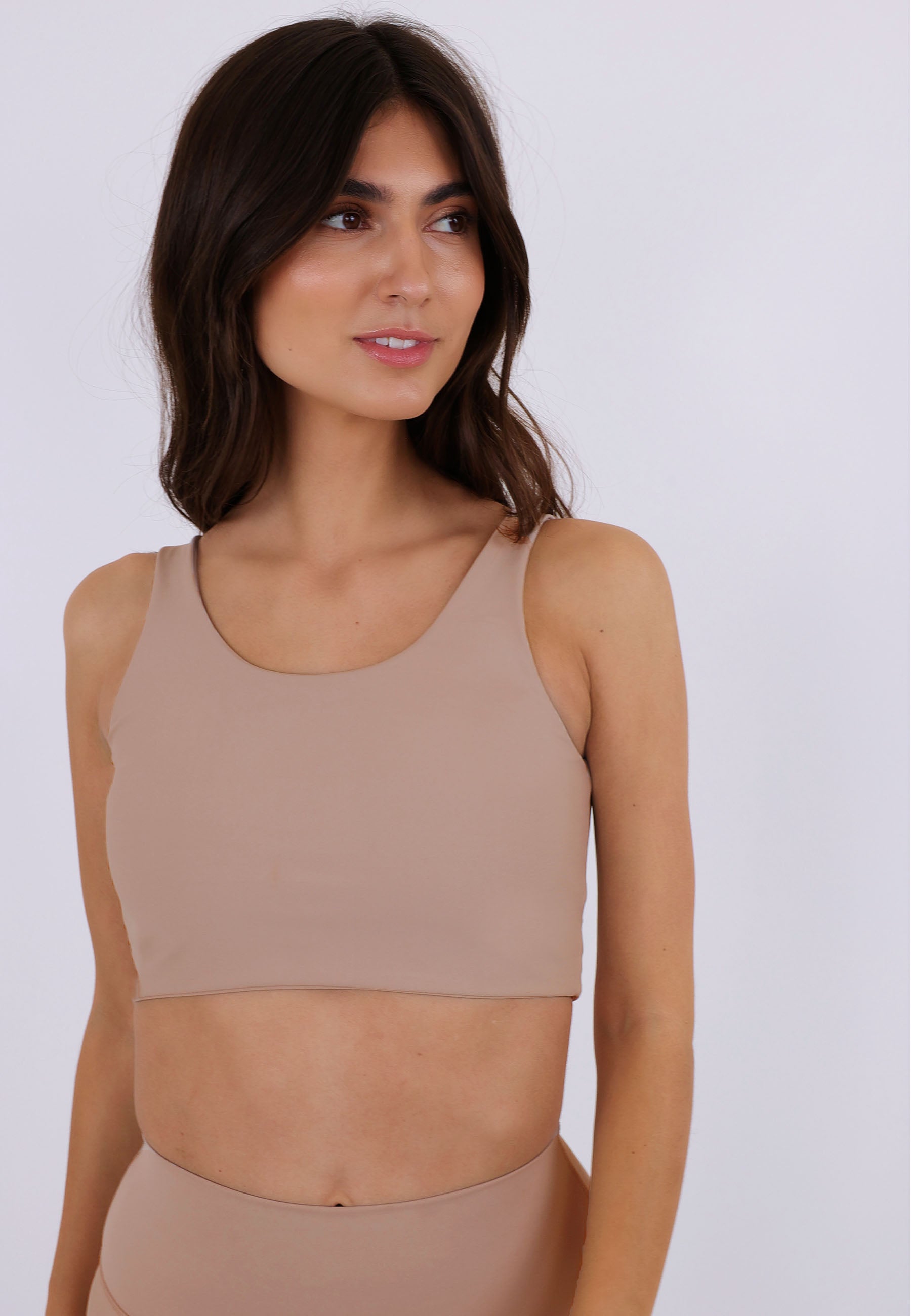 YOGA MIDI SCOOP TOP - TAUPE
