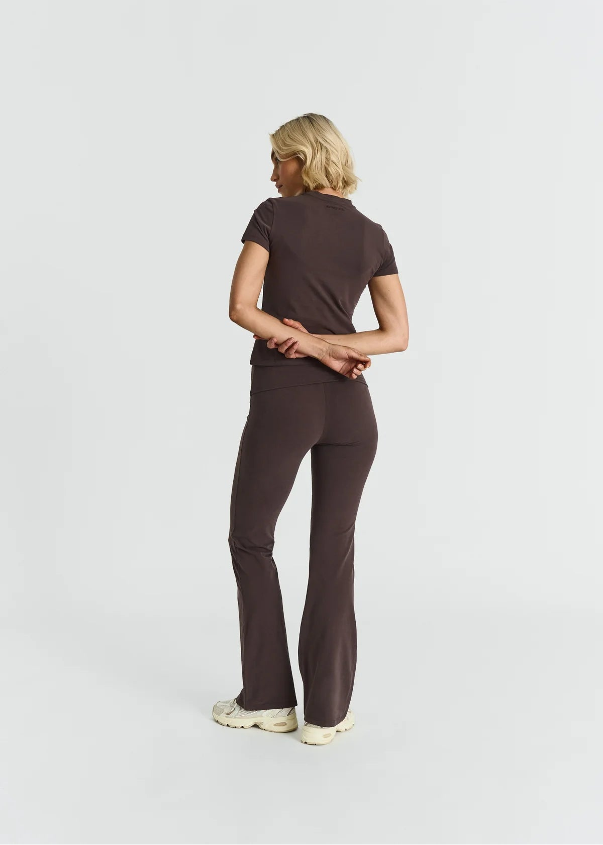 COSY SOFT COTTON FOLDOVER PANTS - ESPRESSO
