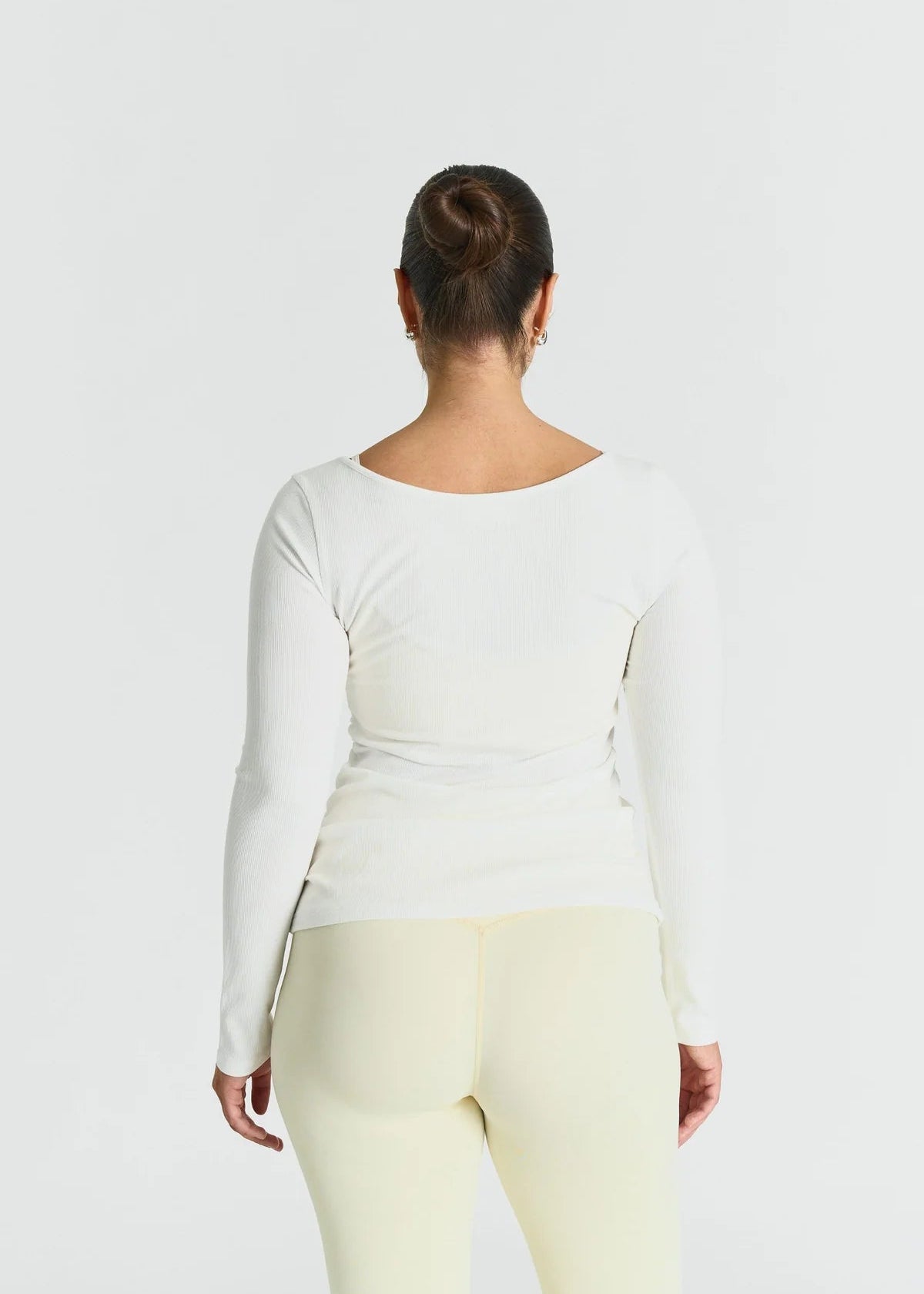 RIBBED LONG SLEEVE TOP - OFF WHITE