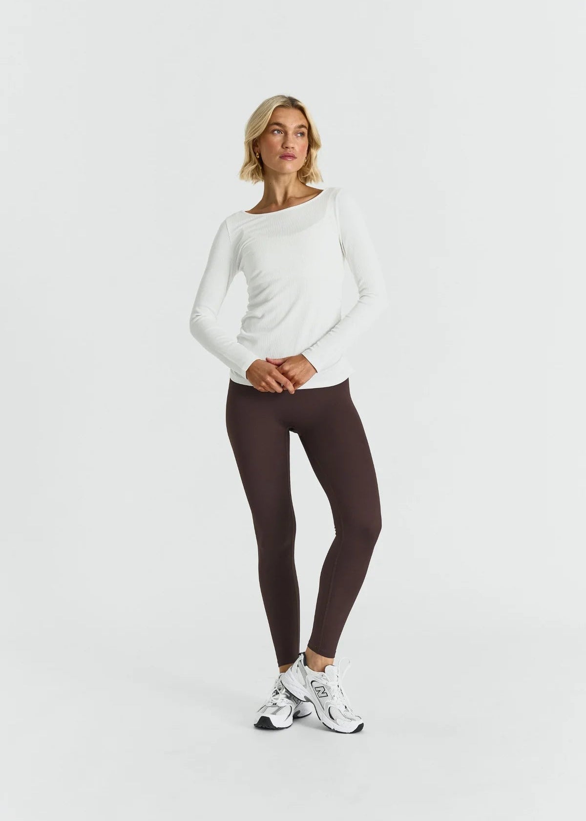 RIBBED LONG SLEEVE TOP - OFF WHITE
