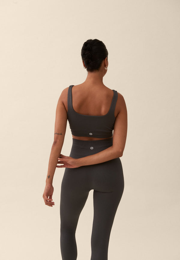 RIBBED SEAMLESS LEGGINGS - ASPHALT GREY