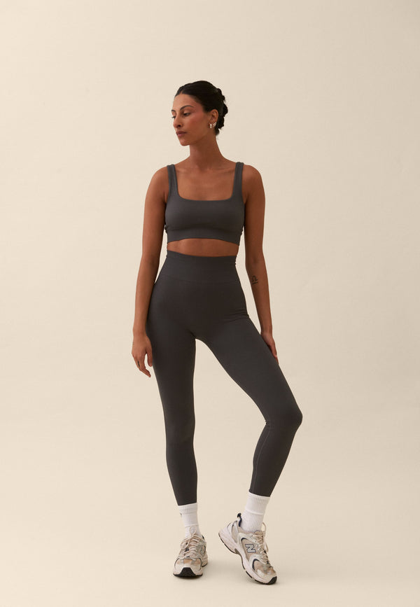 RIBBED SEAMLESS LEGGINGS - ASPHALT GREY