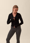 SEAMLESS FITTED ZIP JACKET - BLACK