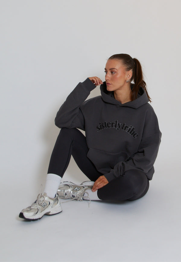 SISTERLY TRIBE HOODIE - ASPHALT GREY