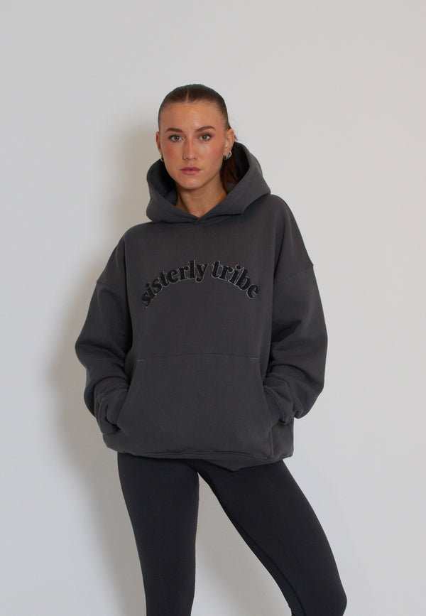SISTERLY TRIBE HOODIE - ASPHALT GREY