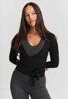 SOFT BALLET WRAP TOP - BLACK