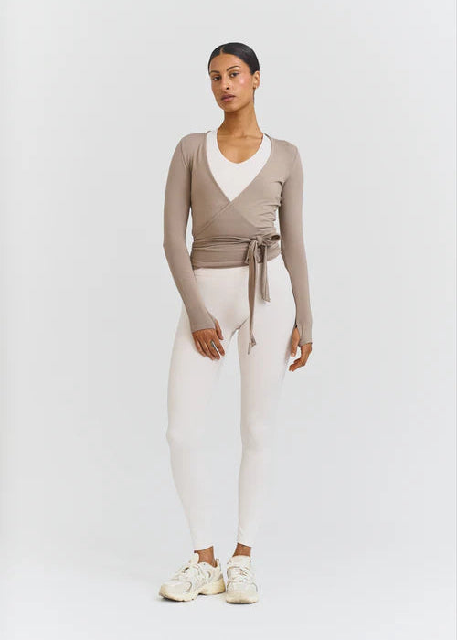 SOFT BALLET WRAP TOP -CLAY