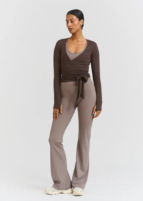 SOFT BALLET WRAP TOP - ESPRESSO