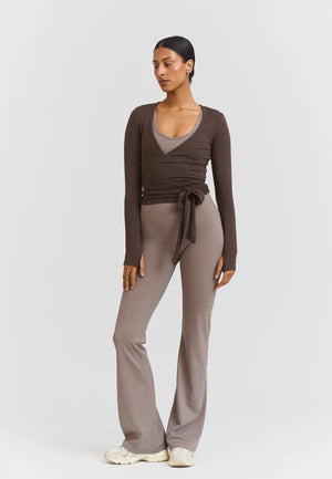 SOFT BALLET WRAP TOP - ESPRESSO
