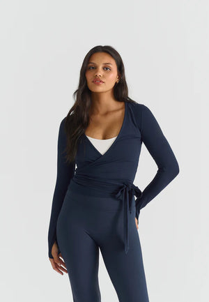 SOFT BALLET WRAP TOP - NAVY