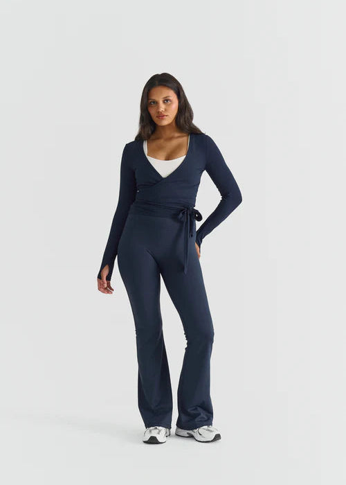 SOFT BALLET WRAP TOP - NAVY