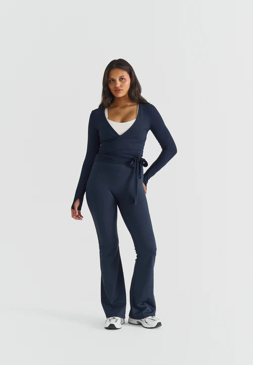 SOFT BALLET WRAP TOP - NAVY