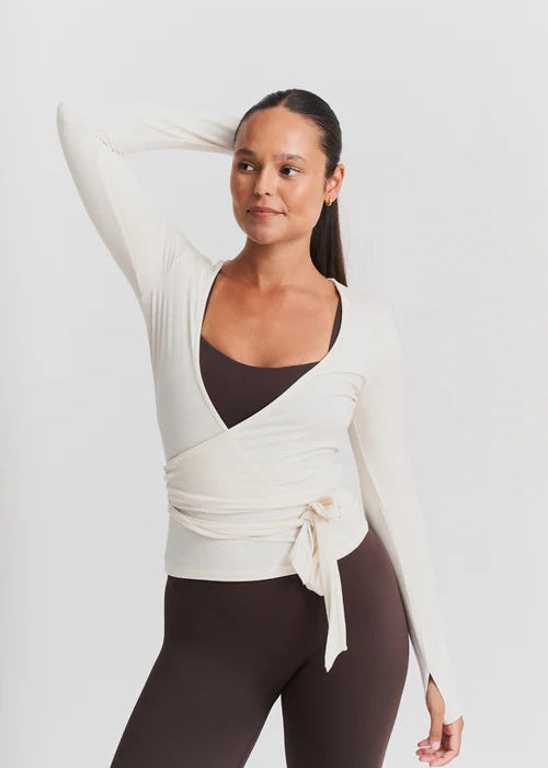 SOFT BALLET WRAP TOP - OFF WHITE
