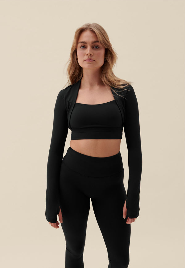 SOFTSCULPT BOLERO LONG SLEEVE TOP - BLACK