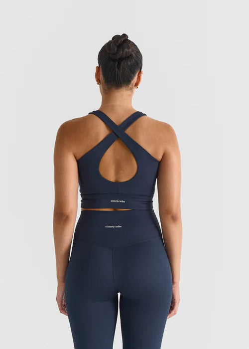 SOFTSCULPT V-NECK CROSS BACK BRA - NAVY