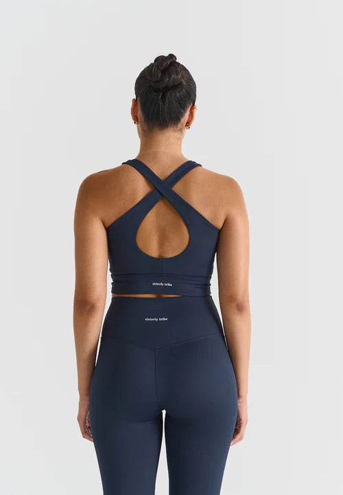 SOFTSCULPT V-NECK CROSS BACK BRA - NAVY