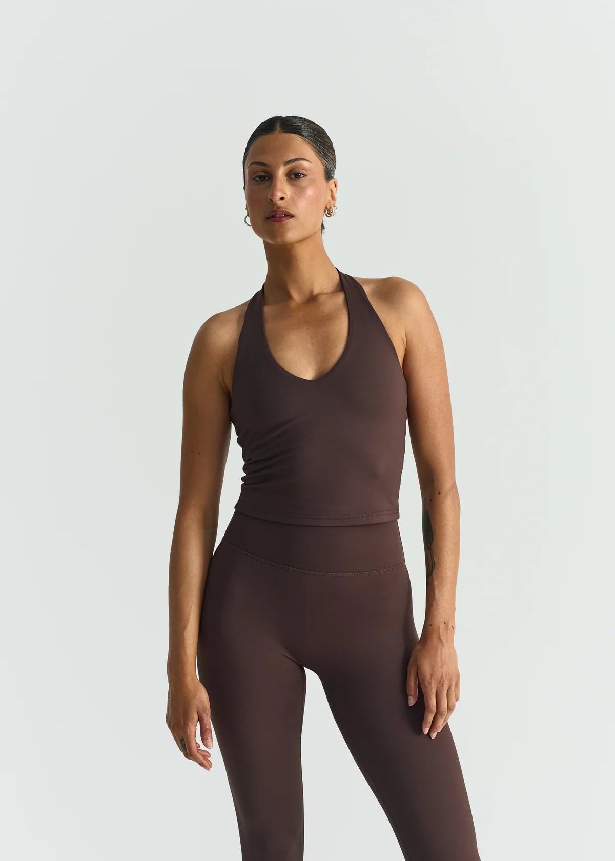 SOFTSCULPT HALTER NECK TOP - ESPRESSO