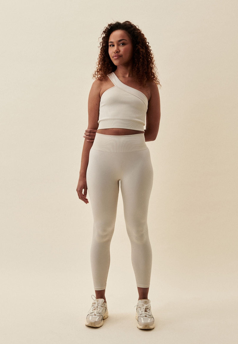 RIBBED SEAMLESS LEGGINGS - MARSHMALLOW