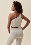 RIBBED SEAMLESS ONE SHOULDER BRA - MARSHMALLOW